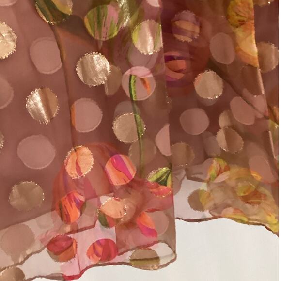 Marchesa Notte V-Neck Bubble Sleeve Polka Dot Cocktail Dress Blush Size 4 - Picture 9 of 16